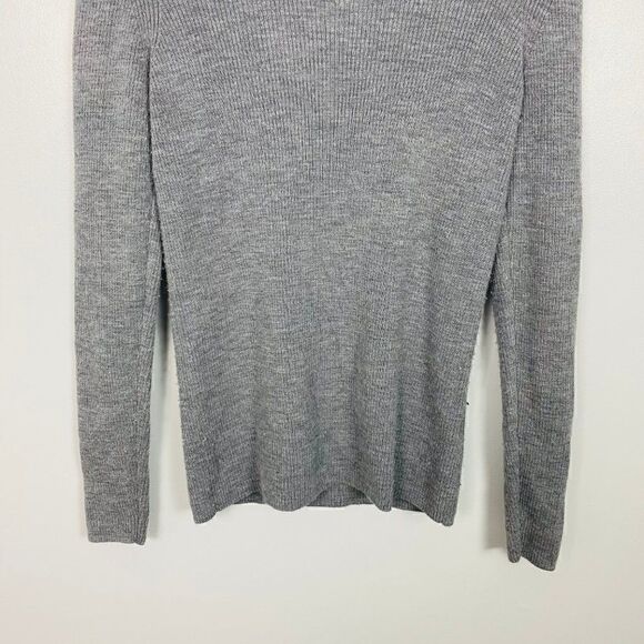 J. Crew Womens Size Small Gray Stretch Ribbed Merino Wool Sweater - Picture 3 of 7